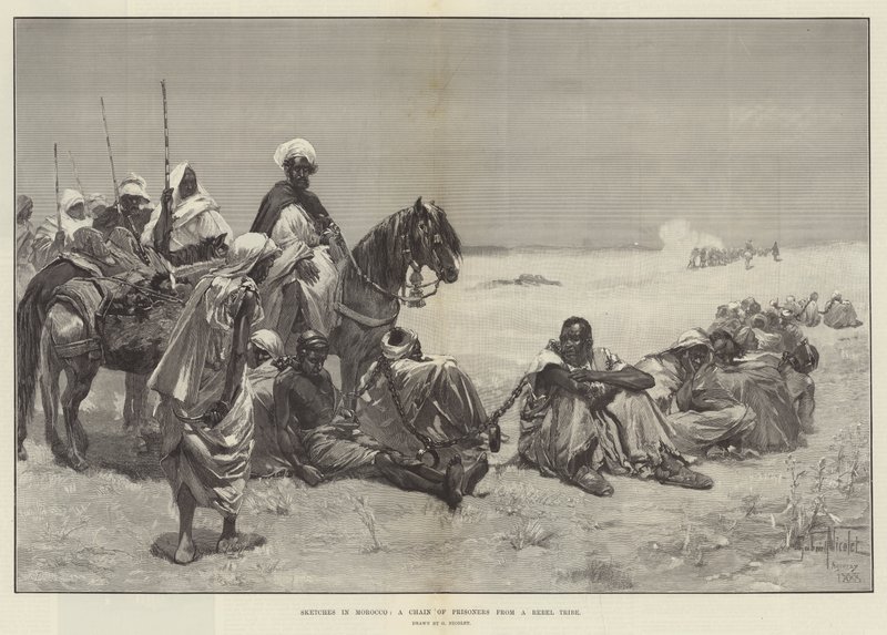 Sketches in Morocco, a Chain of Prisoners from a Rebel Tribe by Gabriel Nicolet