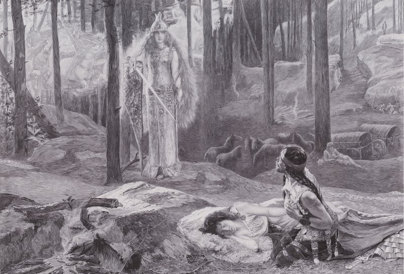 The Revelation (Brunnhilde discovering Sieglinde and Siegmund) by Gaston Bussiere