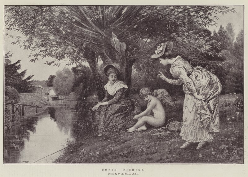 Cupid fishing by George Adolphus Storey