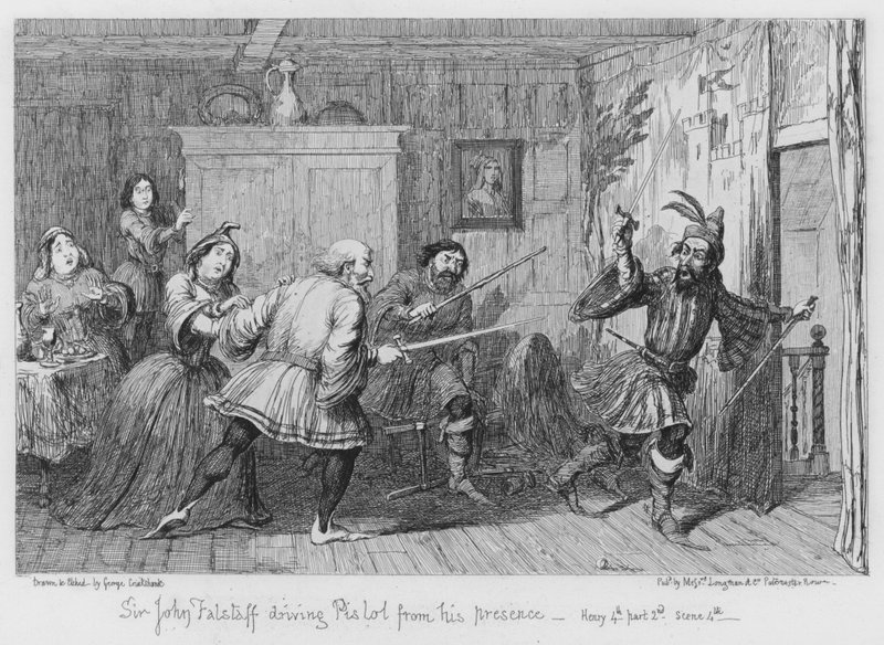 Sir John Falstaff driving Pistol from his presence by George Cruikshank