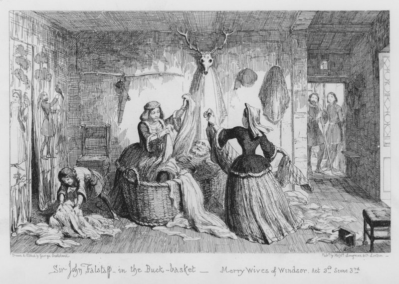 Sir John Falstaff in the Buck-basket by George Cruikshank