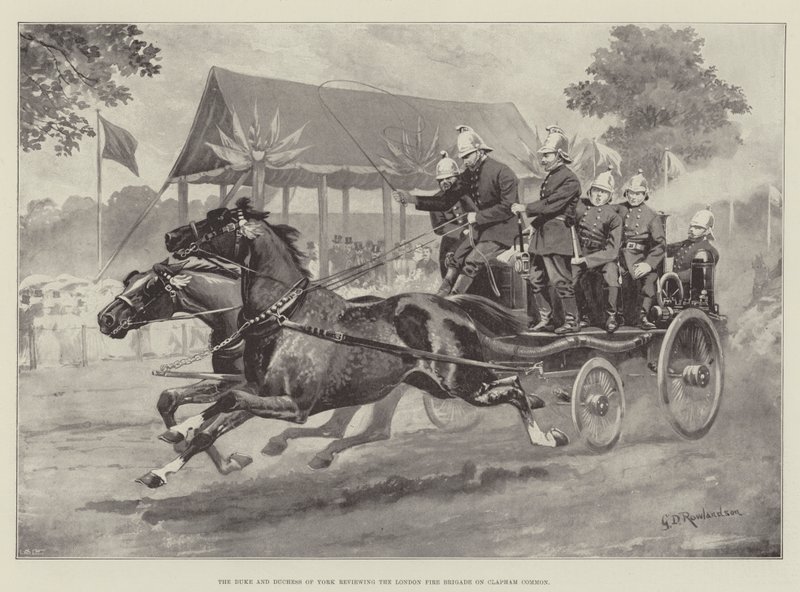 The Duke and Duchess of York Reviewing the London Fire Brigade on Clapham Common by George Derville Rowlandson