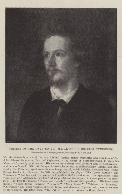 Writers of the Day, Mr. Algernon Charles Swinburne by George Frederick Watts