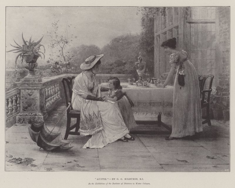 Auntie, in the Exhibition of the Institute of Painters in Water Colours by George Goodwin Kilburne