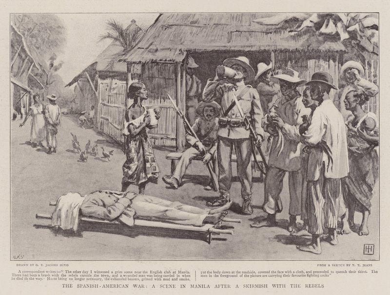 The Spanish-American War, a Scene in Manila after a Skirmish with the Rebels by George Percy Jacomb Hood