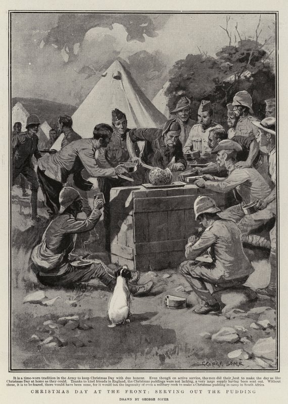 Christmas Day at the Front, Serving Out the Pudding by George Soper