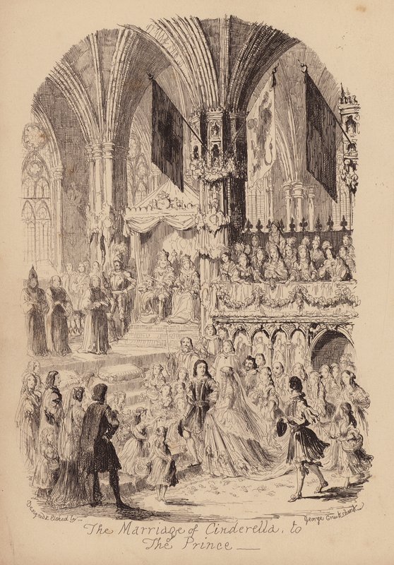 Cinderella and the Glass Slipper by George (after) Cruikshank