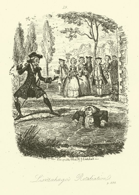 Illustration for Humphry Clinker by Tobias Smollett (engraving) by George (after) Cruikshank