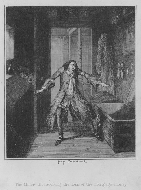 The Miser discovering the loss of the mortgage-money by George (after) Cruikshank