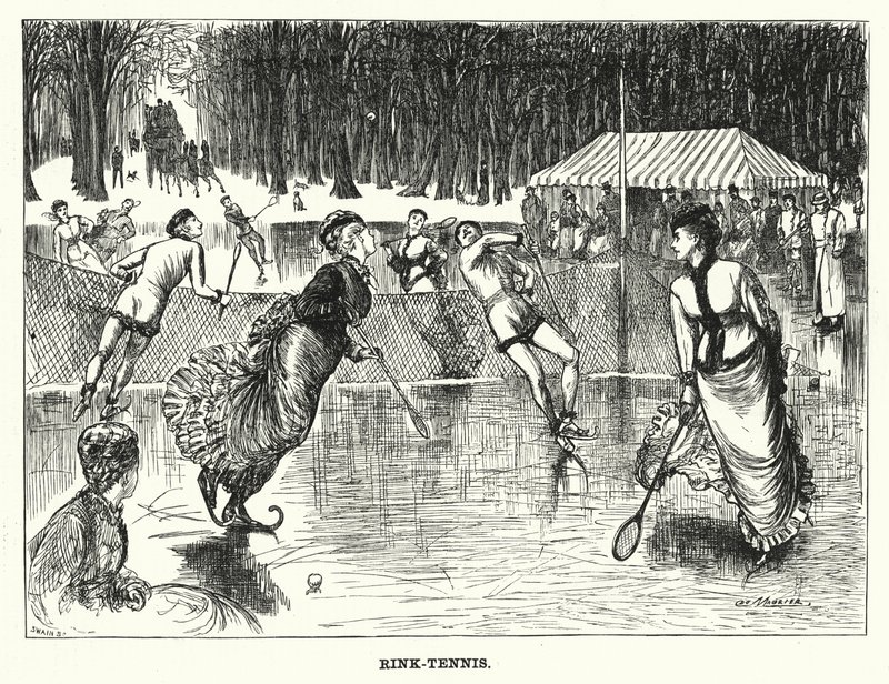 Punch cartoon: Rink-Tennis (engraving) by George (after) Du Maurier