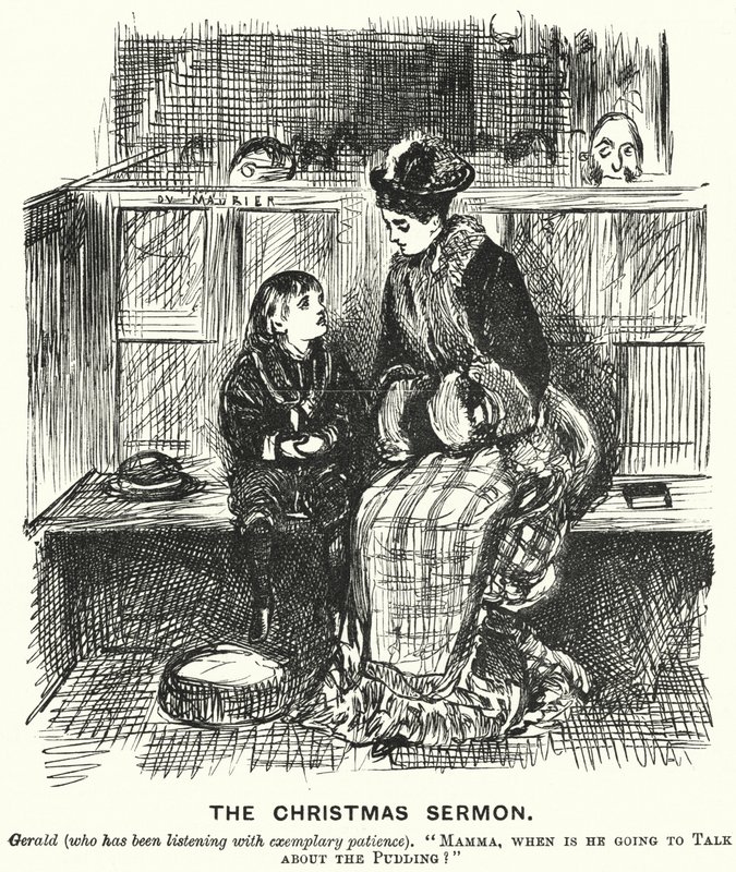 Punch Cartoon: The Christmas Sermon by George (after) Du Maurier