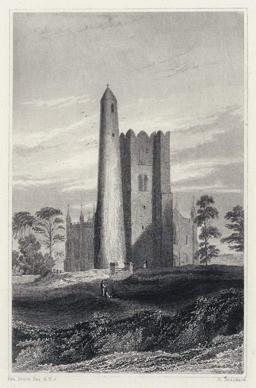 The Round Tower Belfry and Church of Swords by George (after) Petrie
