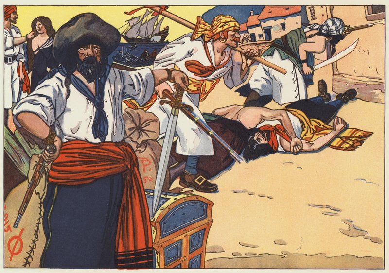 The pirates fared through the streets, burning, plundering and murdering by George Alfred Williams