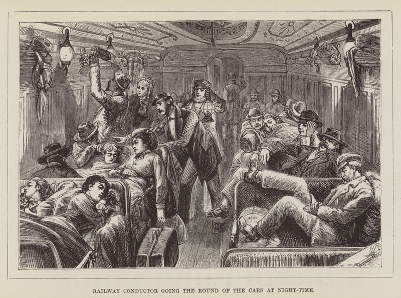 Railway Conductor Going the Round of the Cars at Night-time by George Augustus Sala
