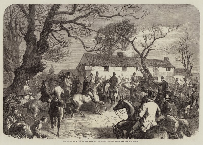 The Prince of Wales at the Meet of the Burton Hounds, Green Man, Lincoln Heath by George Bouverie Goddard