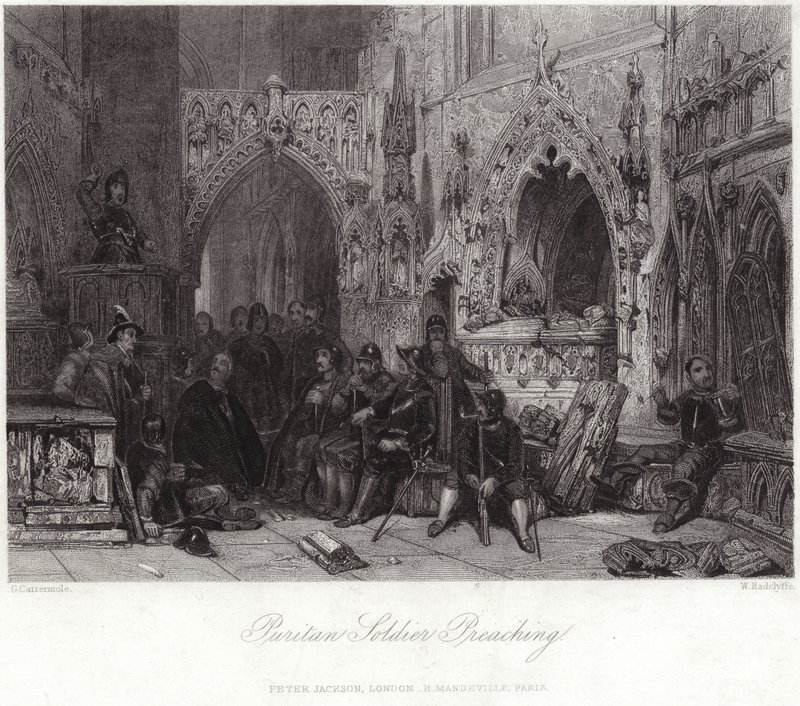 Puritan Soldier Preaching by George Cattermole