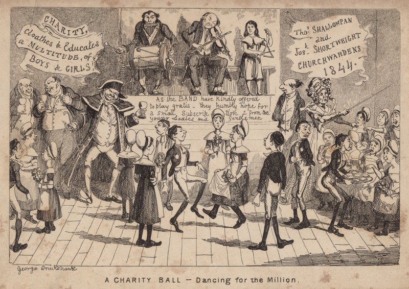 A Charity Ball - Dancing for the Million; Cartoon by George Cruikshank