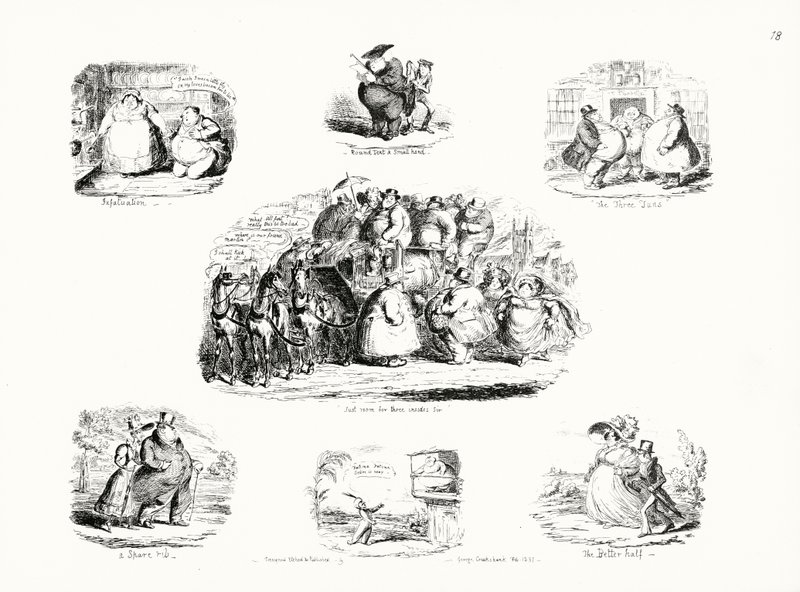 Cartoons by George Cruikshank on the theme of obesity by George Cruikshank