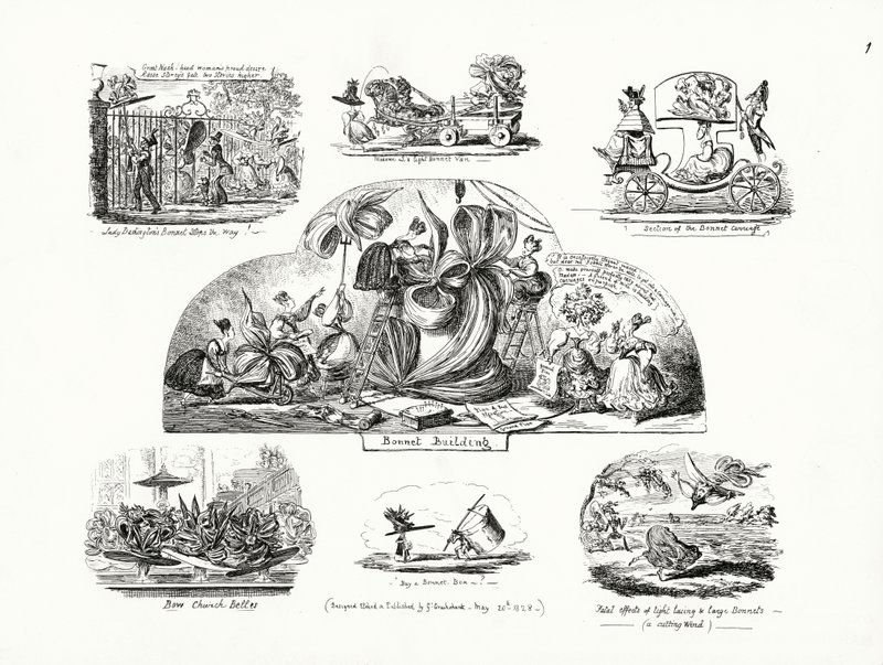 Cartoons by George Cruikshank on the theme of outsized ladies