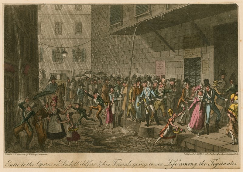 Entre to the Opera; or, Dick Wildfire and his Friends Going to See Life among the Figurantes by George Cruikshank