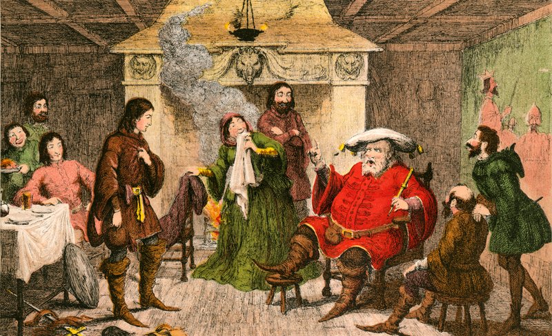Falstaff Enacts the Part of the King by George Cruikshank