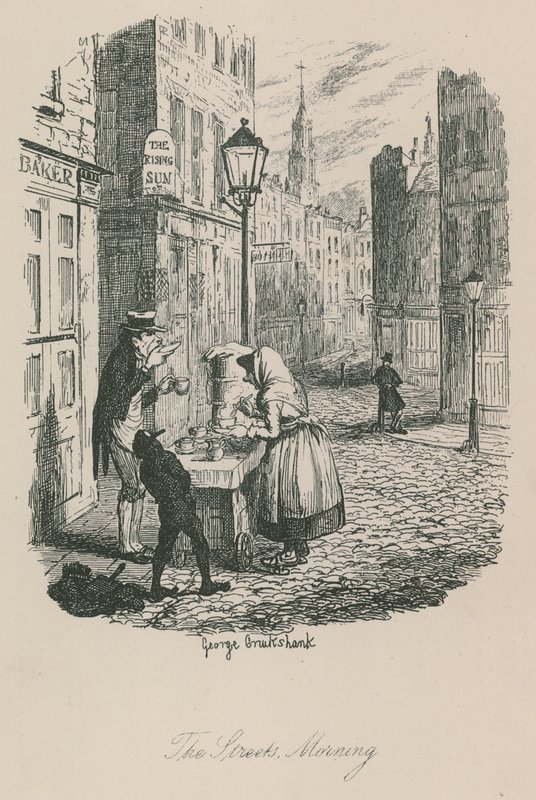 Scene of London life: The streets - morning by George Cruikshank