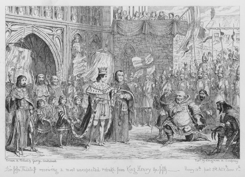 Sir John Falstaff receiving a most unexpected rebuke from King Henry the Fifth by George Cruikshank