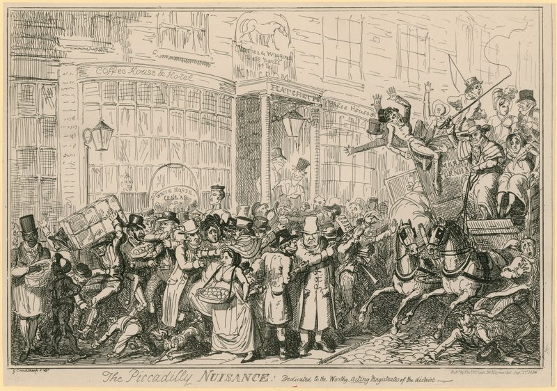 The Piccadilly Nuisance: Dedicated to the Worthy Acting Magistrates of the District by George Cruikshank