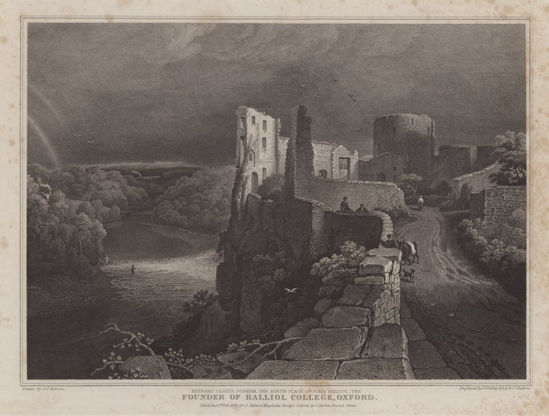 Barnard Castle, Durham, birthplace of John Balliol, founder of Balliol College, Oxford by George Fennel (after) Robson