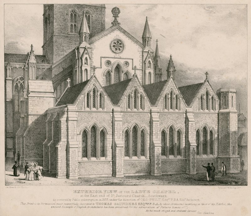 Exterior view of the Ladye Chapel at the east end of St Saviour