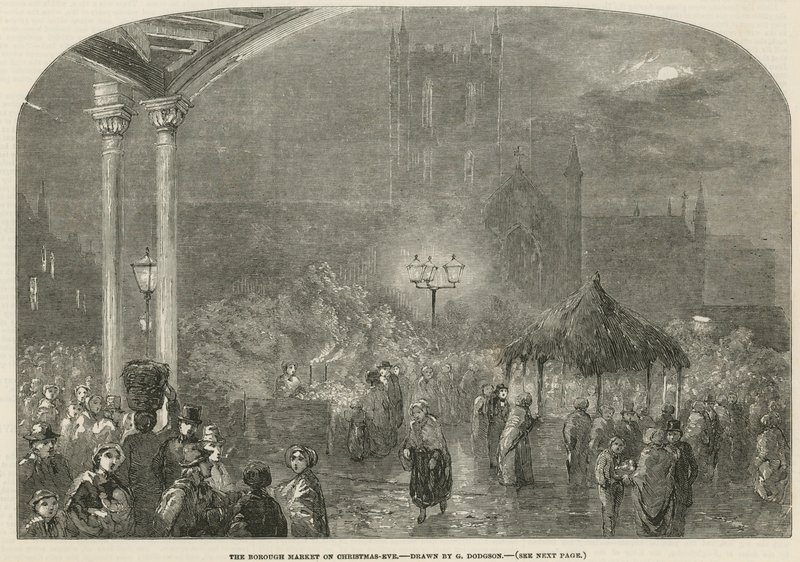 The Borough Market, London, on Christmas Eve by George Haydock Dodgson
