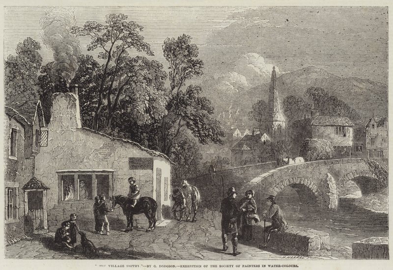 The Village Smithy, Exhibition of the Society of Painters in Water-Colours by George Haydock Dodgson