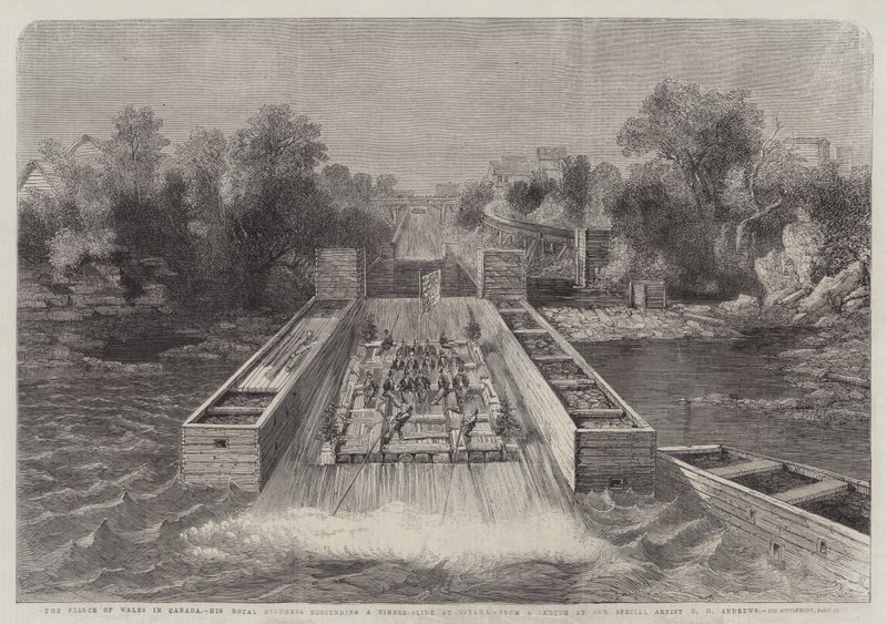 The Prince of Wales in Canada, His Royal Highness descending a Timer-Slide at Ottawa by George Henry Andrews