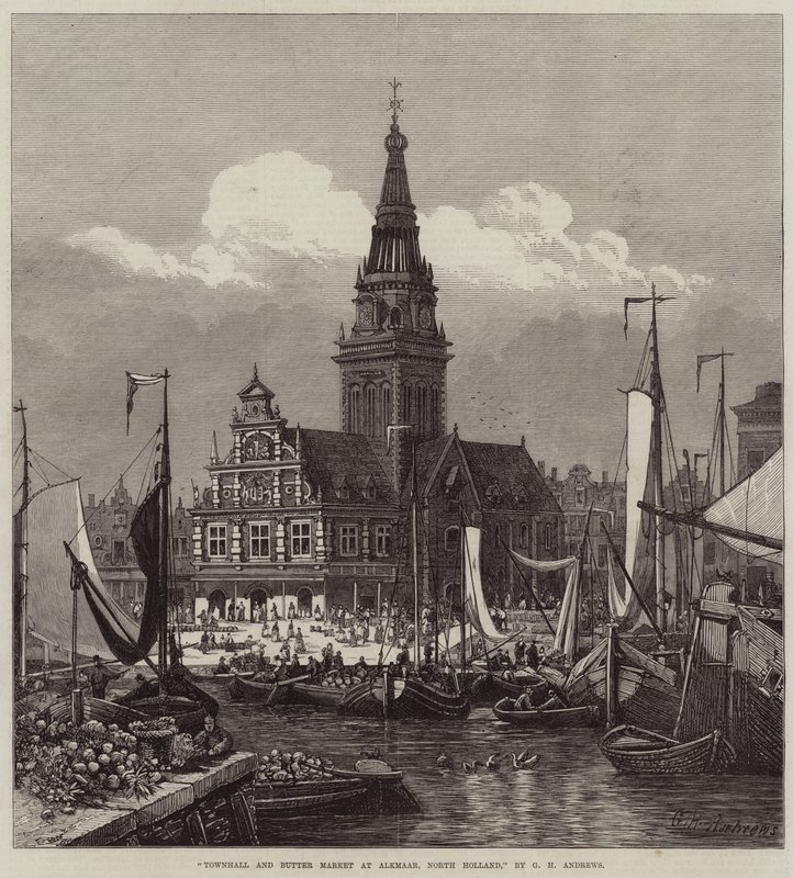 Townhall and Butter Market at Alkmaar, North Holland by George Henry Andrews