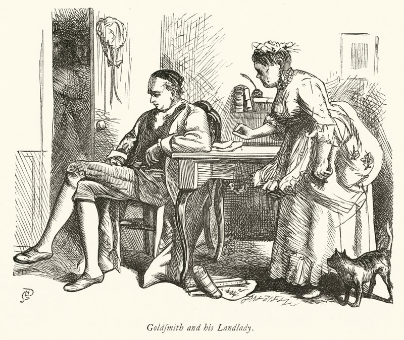 Oliver Goldsmith and His Landlady by George John Pinwell