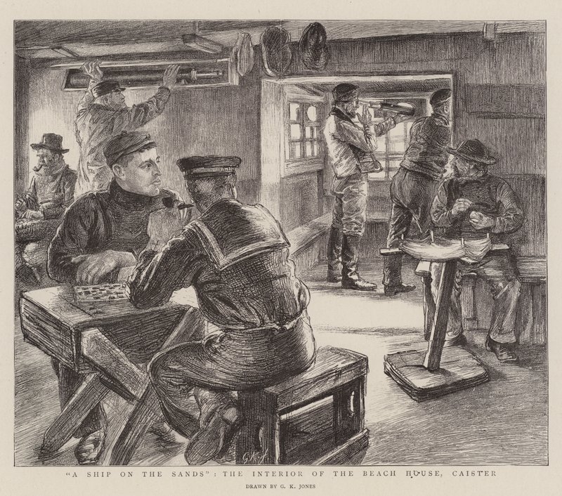 A Ship on the Sands, the Interior of the Beach House, Caister by George Kingston Jones