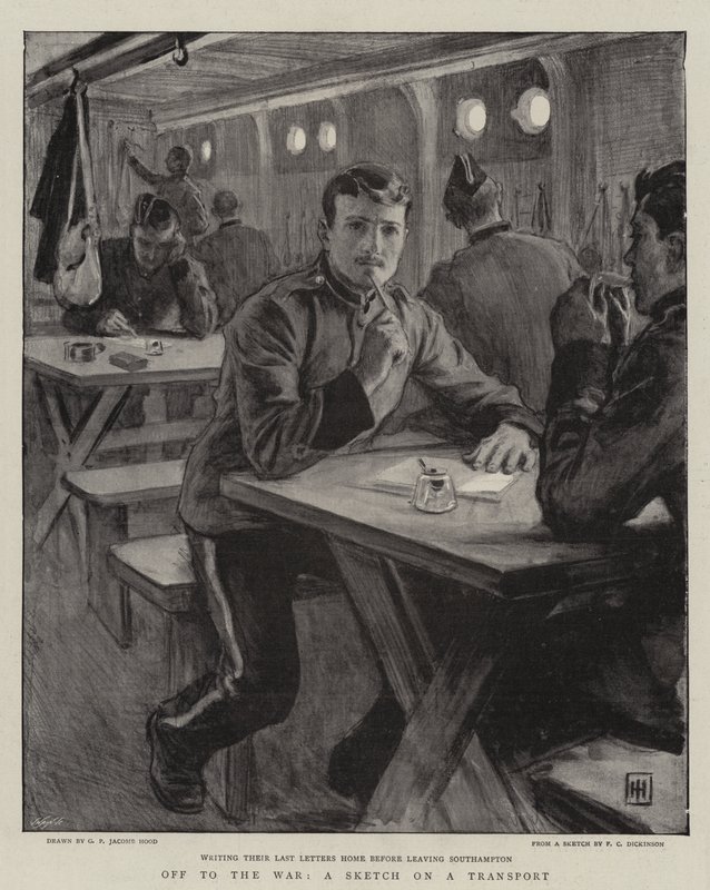 Off to the War, a Sketch on a Transport by George Percy Jacomb Hood