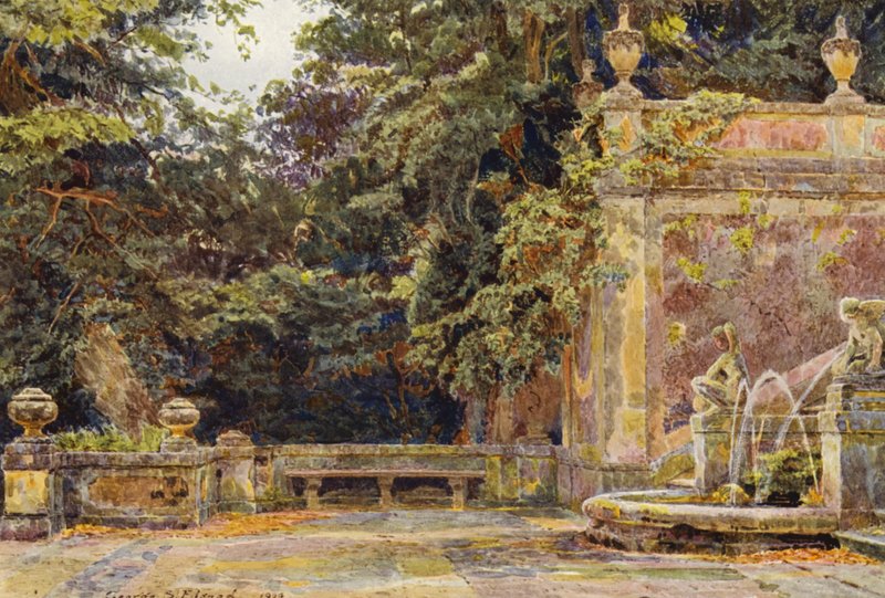 Italian Gardens: At the Foot of the Cascade, Villa Corsini by George Samuel Elgood