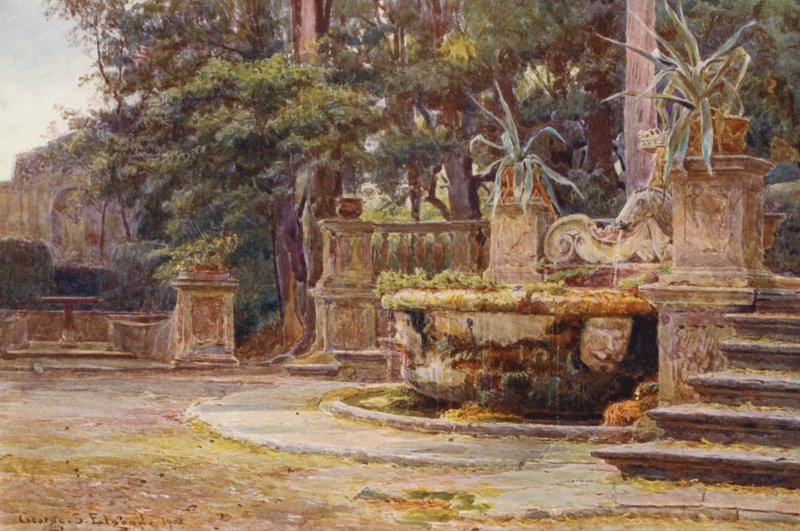 Italian Gardens: Fountain, Villa Corsini by George Samuel Elgood