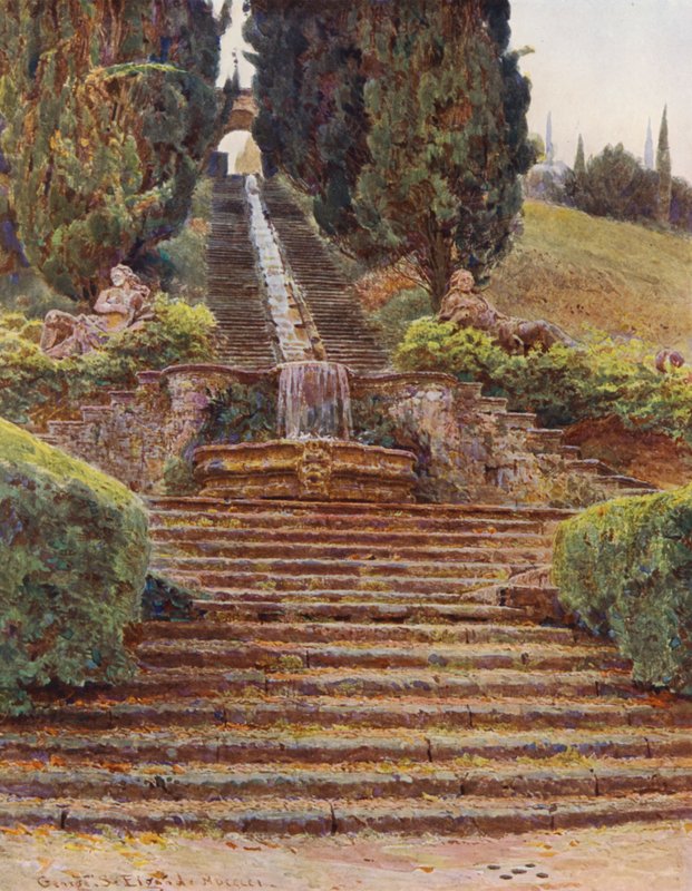 Italian Gardens: The Cascade, Villa Cicogna by George Samuel Elgood