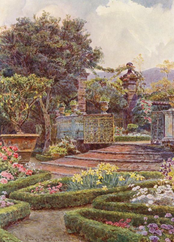 Italian Gardens: The Garden Gate, Villa di Caniparola by George Samuel Elgood