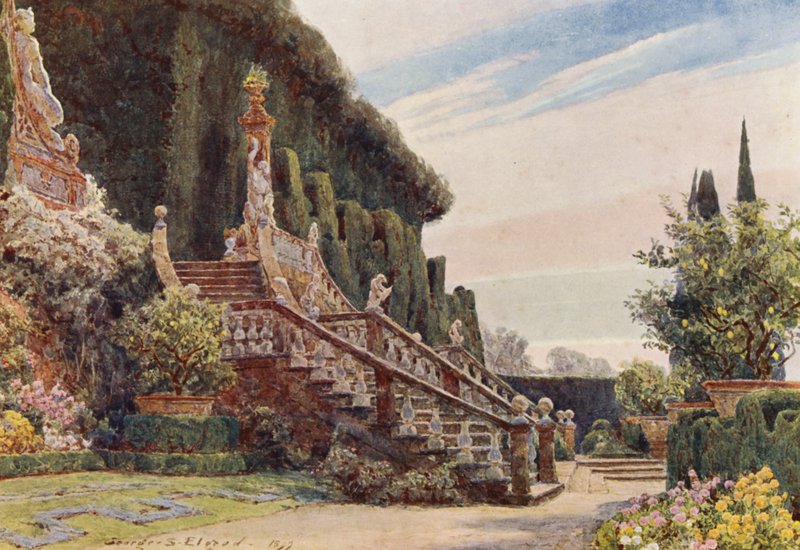 Italian Gardens: The Great Stairway, Villa Garzoni by George Samuel Elgood