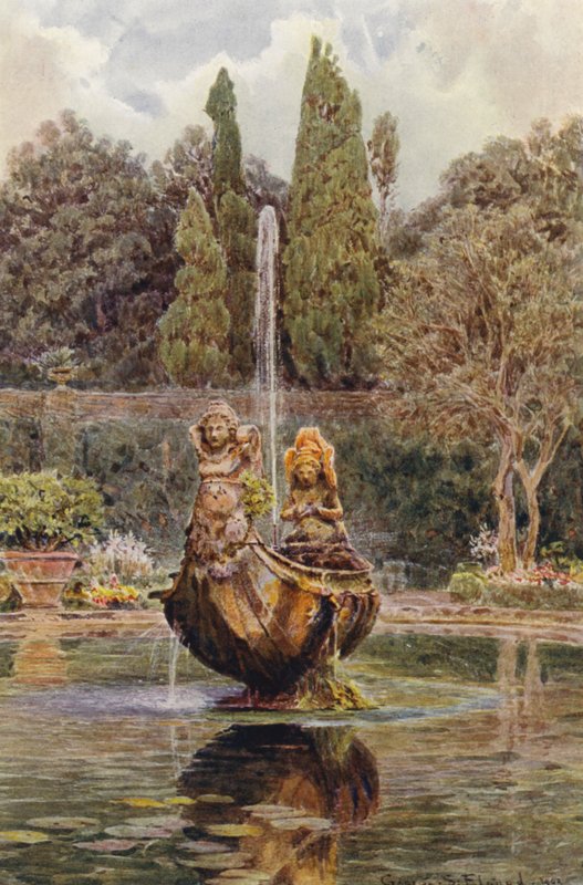 Italian Gardens: Villa Aldobrandini, Fountain in the Parterre by George Samuel Elgood
