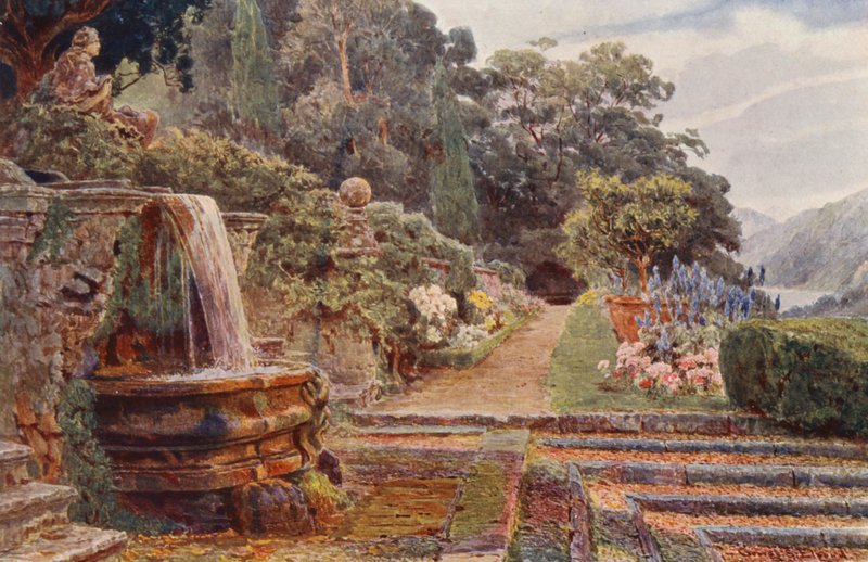 Italian Gardens: Villa Cicogna, Below the Cascade by George Samuel Elgood