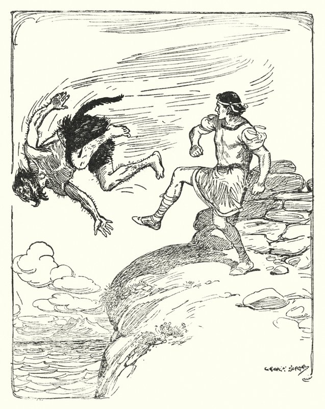 He kicked him over the cliff into the sea by George Soper