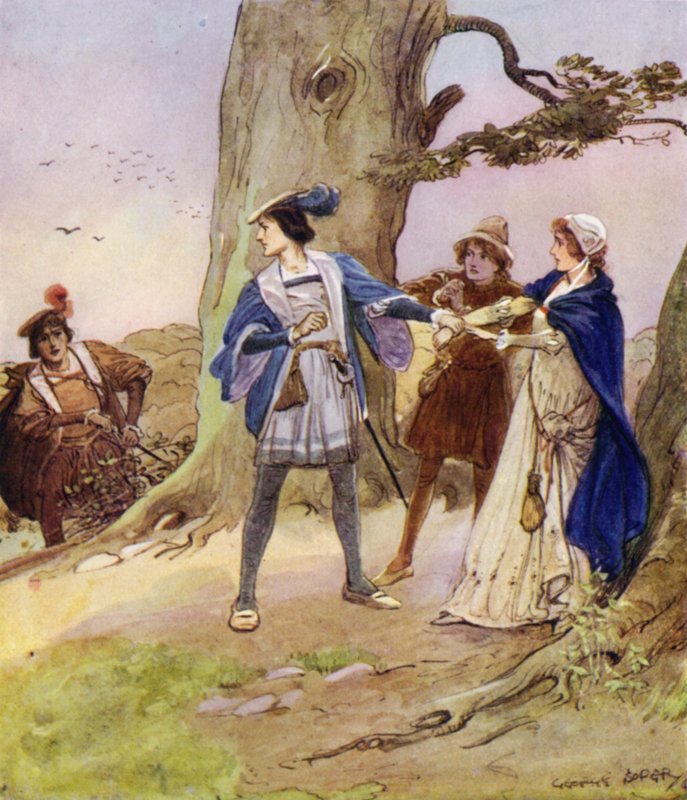Valentine, having heard his robbers had taken a lady prisoner, came to console and relieve her by George Soper