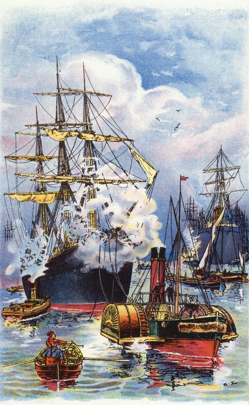 A Merchantman Being Towed Up the River Thames by George Washington Lambert