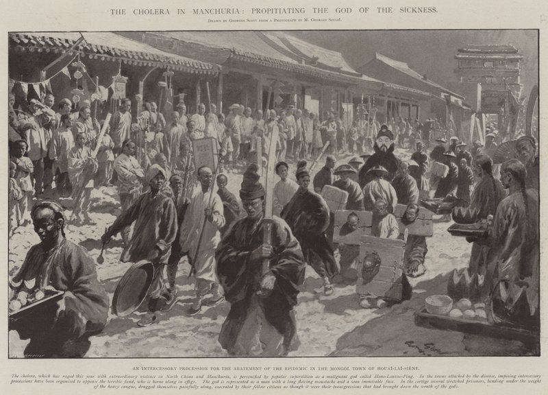The Cholera in Manchuria, Propitiating the God of the Sickness by Georges Bertin Scott