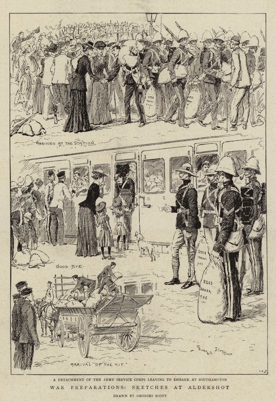 War Preparations, Sketches at Aldershot by Georges Bertin Scott