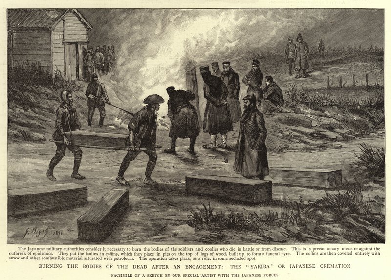 Burning the Bodies of the Dead after an Engagement, the Yakiba of Japanese Cremation by Georges Ferdinand Bigot